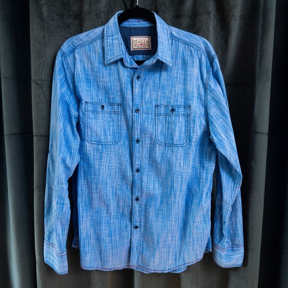 Vintage Italia Blue Button Down Size L - Picture 1 of 3